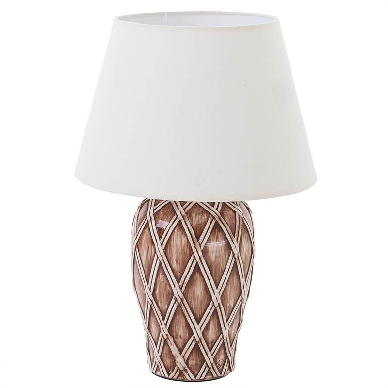 3154900007 LAMPA KERAMIČKA STONA BRAON SA BELIM ABAŽUROM 31*31*48cm