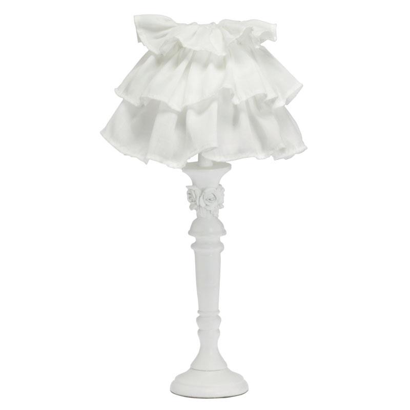 3158760101 LAMPA OD POLIREZINA BELA SA PLATNENIM ABAŽUROM OD KARNERA 25*53cm