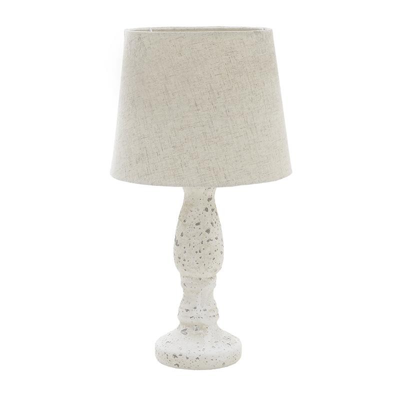 3156200018 LAMPA STONA BEŽ OD POLIREZINA SA PLATNENIM ABAŽUROM 25*25*45cm