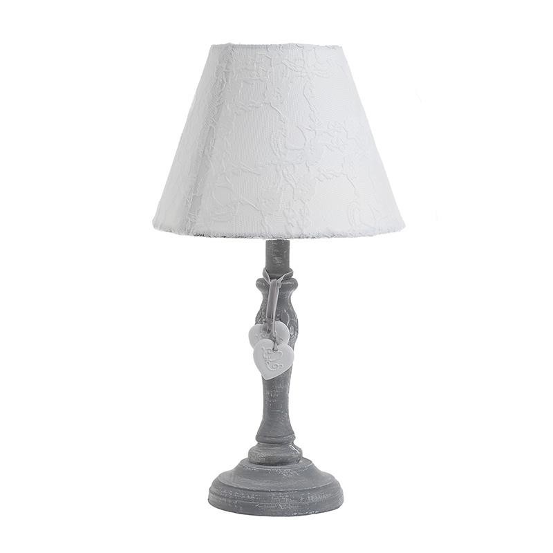 3158760150 LAMPA STONA BEŽ SIVA DRVENA SA PLATNENIM ABAŽUROM 20*36cm