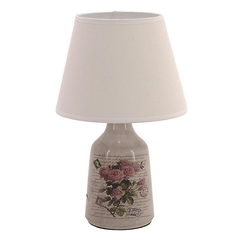 3154900013 LAMPA STONA KERAMIČKA SA PLATNENIM ABAŽUROM DEZEN RUŽE 