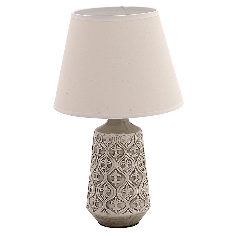 3154900014 LAMPA STONA KERAMIČKA SA PLATNENIM ABAŽUROM MASLINASTO-BEŽ 