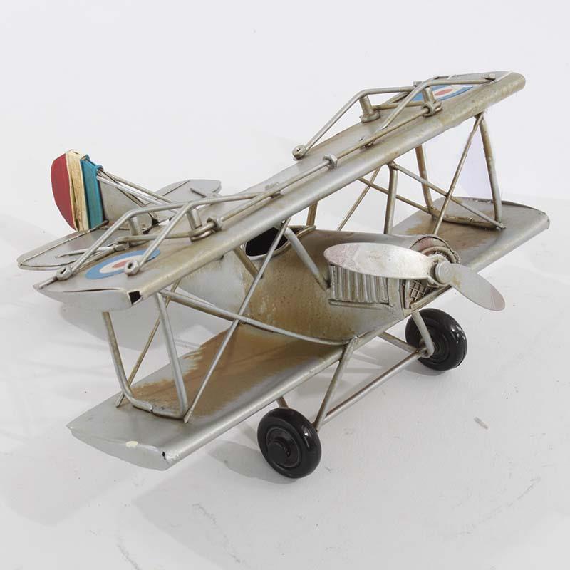 3707260144 METALNA FIGURA AVION BEŽ 16*16*8,5cm