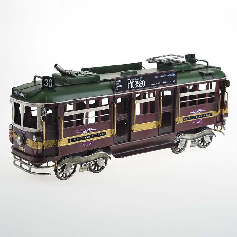 3707260166 METALNA FIGURA TRAMVAJ CRVENI 42*12*17cm