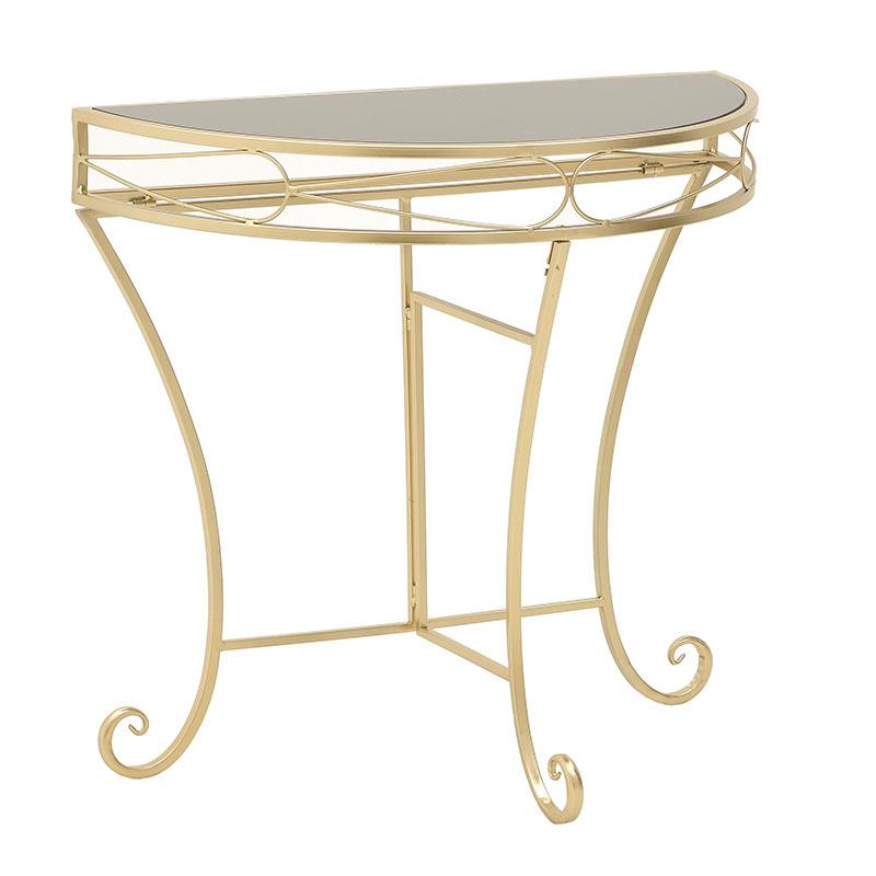 3506980038 METALNA KONZOLA ZLATNA SA CRNIM OGLEDALOM 77X40X72 CM