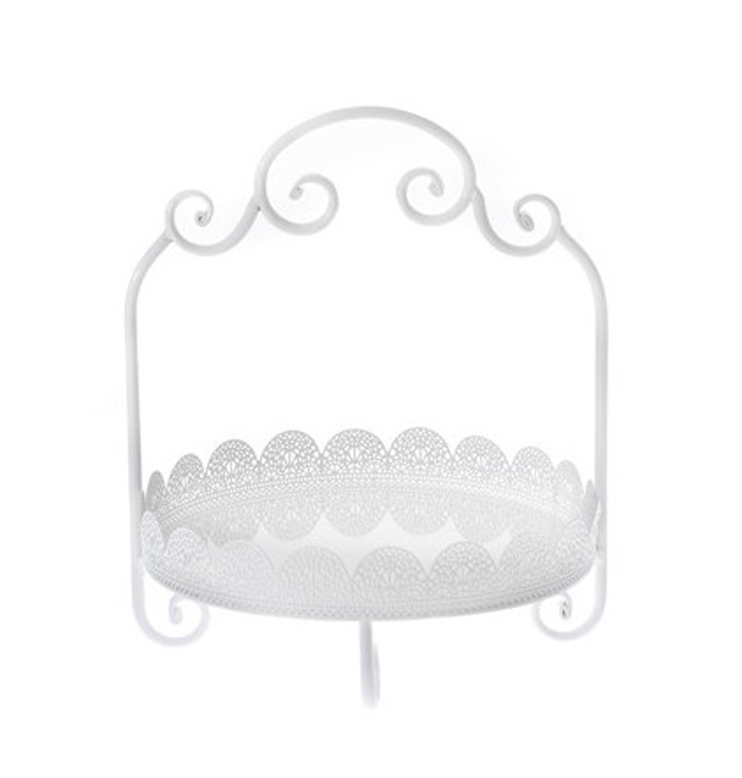 47540 METALNA KORPA BELA SA ČIPKANIM RADOM 25*31cm