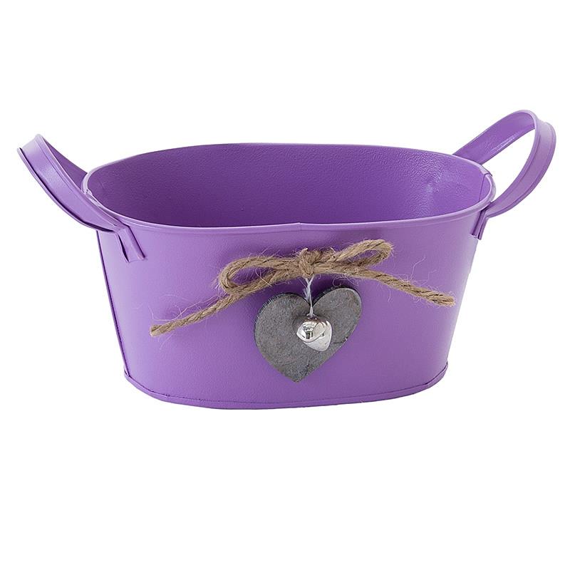 3701860046 METALNA KORPA LJUBIČASTA SA SRCEM 18*11*9cm