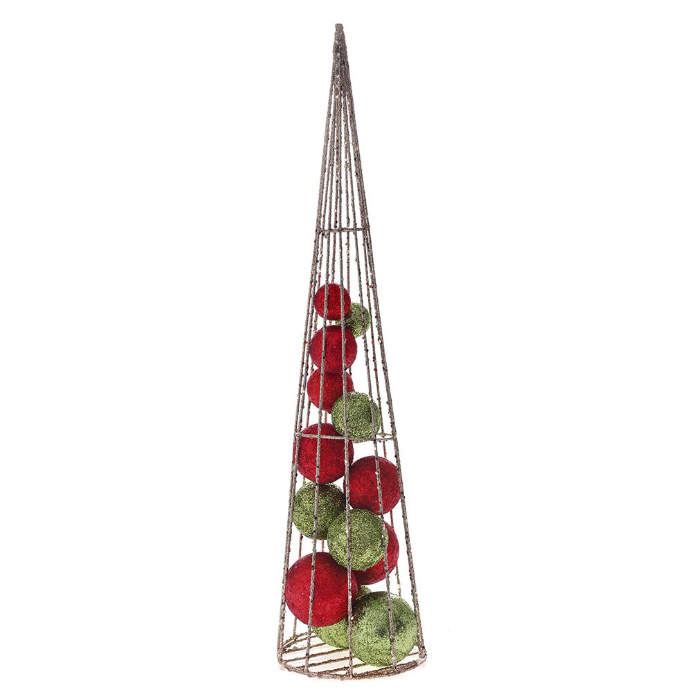 METALNA KUPA ŠAMPANJ SA CRVENIM I ZELENIM KUGLAMA 12*50 CM