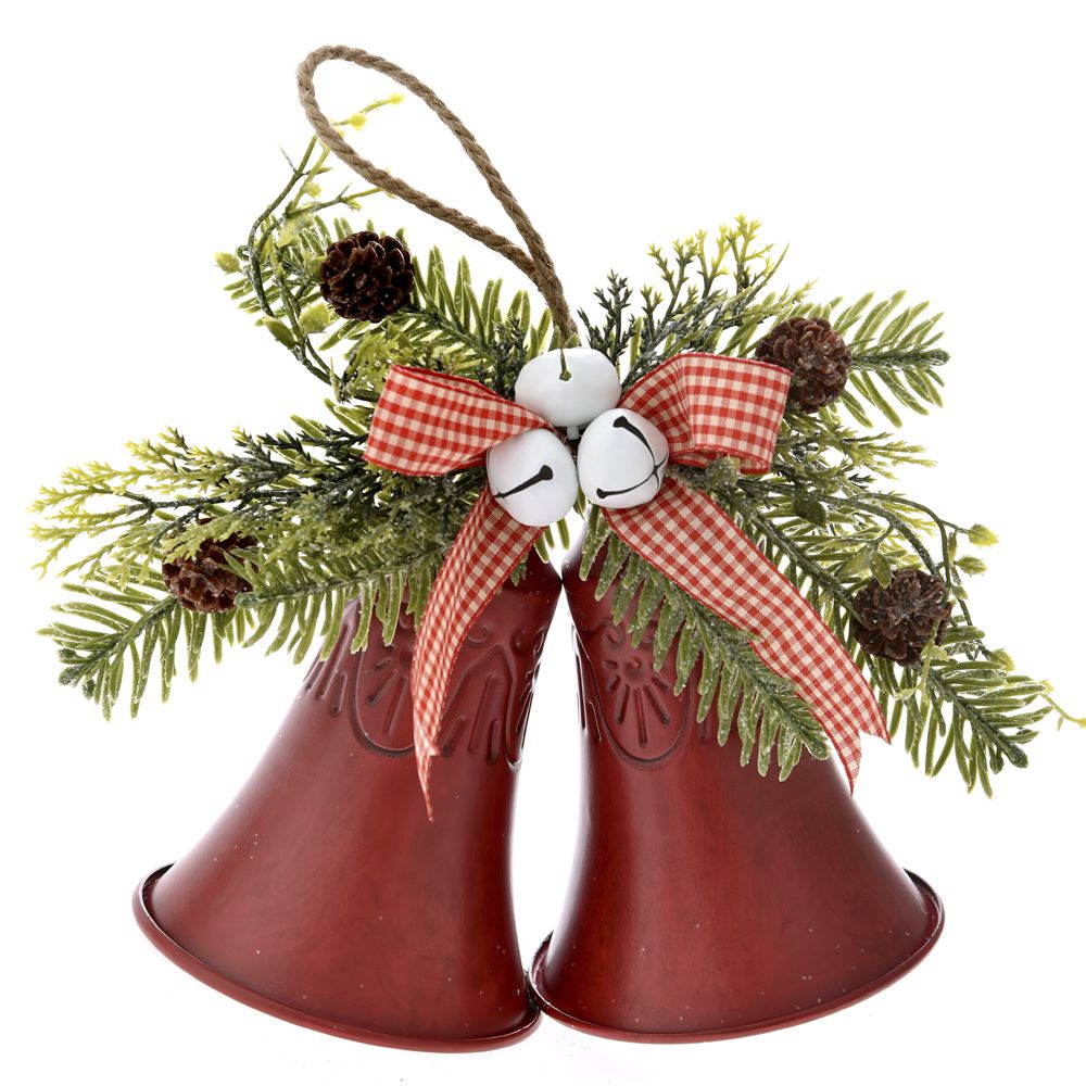 72490 METALNA NOVOGODIŠNJA ZVONCA BORDO 22*11*18 CM