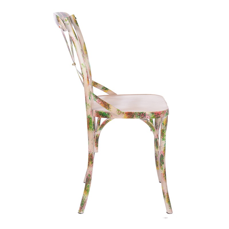 3504100003 METALNA STOLICA BEŽ CVETNI DEZEN 41*41*88cm