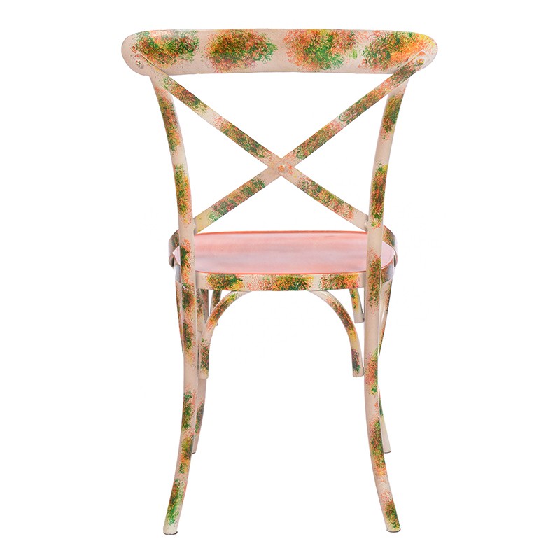 3504100002 METALNA STOLICA CRVENI CVETNI DEZEN 41*41*88cm