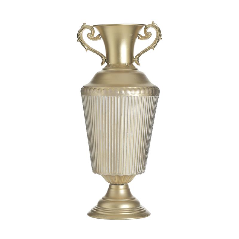 3706090094 METALNA VAZNA U OBLIKU PEHARA ANTIK ZLATNA 21X19X48 CM