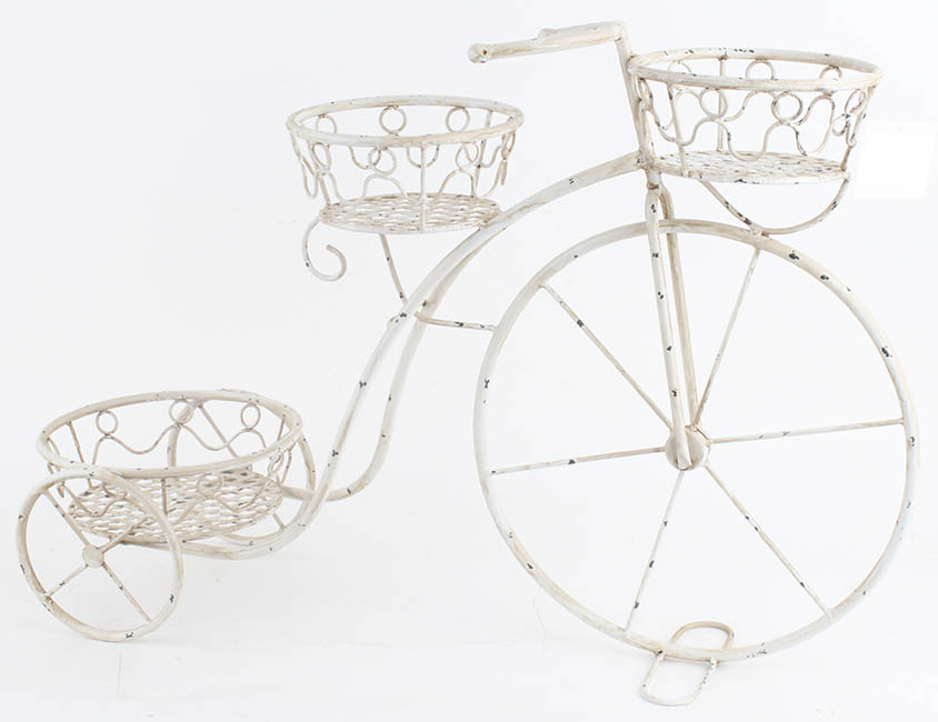 3707020041 METALNA ŽARDINJERA BICIKL BELI 72*23*51cm