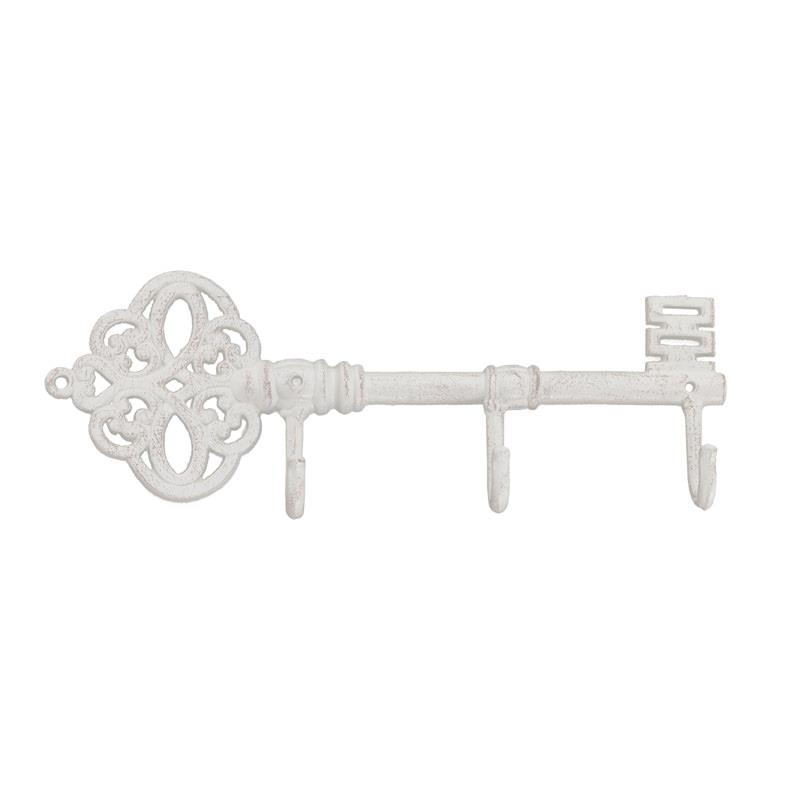 3709070129 METALNA ZIDNA VEŠALICA U OBLIKU KLJUČA ANTIQUE BEŽ 39*15*5cm