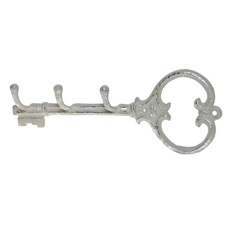 3707980163 METALNA ZIDNA VEŠALICA U OBLIKU KLJUČA SIVO-SREBRNA 33*4*12cm