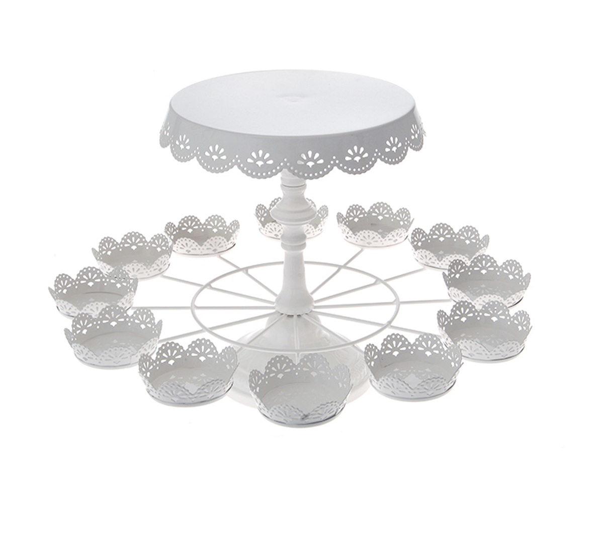 50620 METALNI BELI STALAK ZA TORTE I KOLAČE 44*28cm