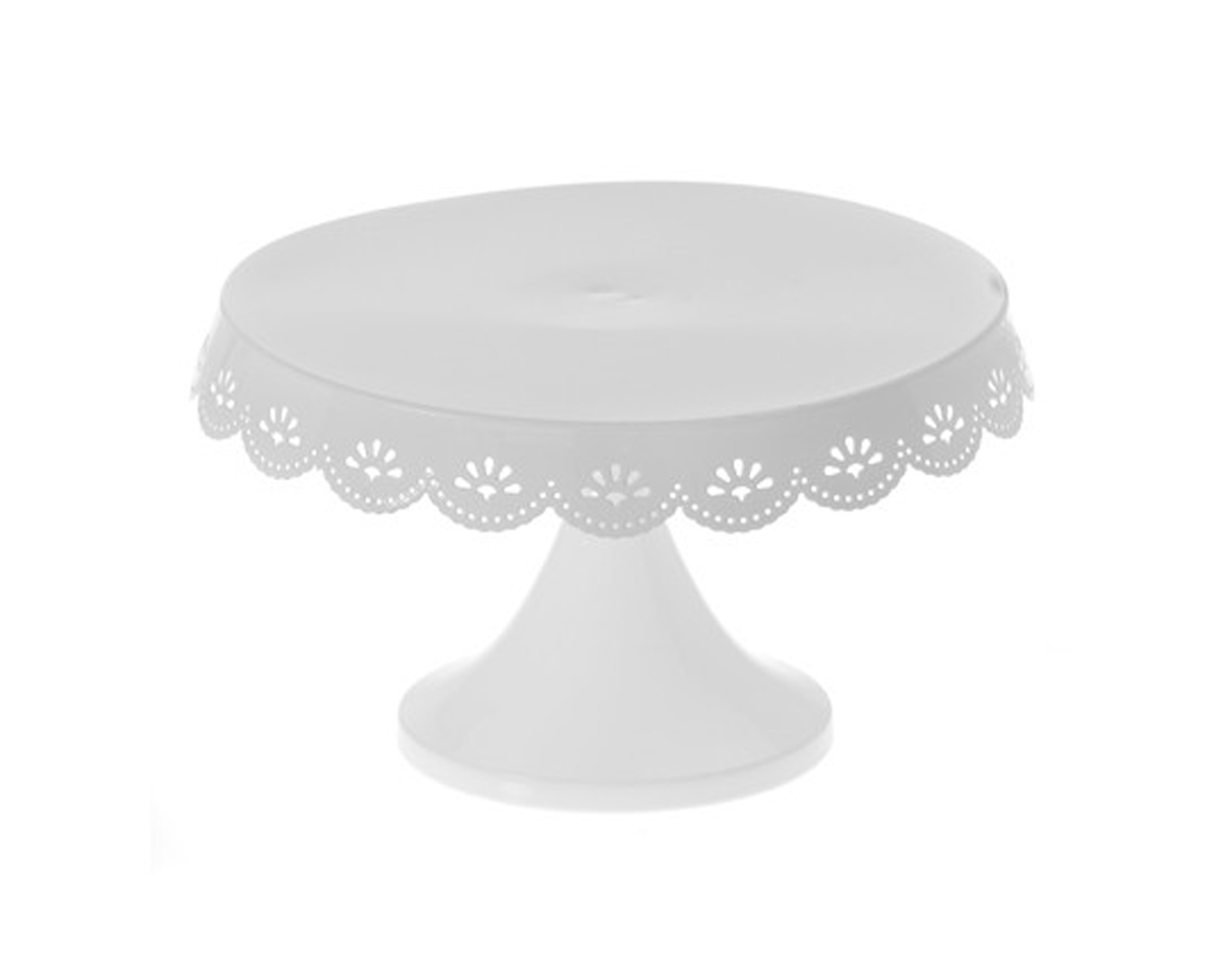 47552 METALNI DESERTNI TANJIR SA STOPOM BELI SA ČIPKANIM RADOM 29*16cm