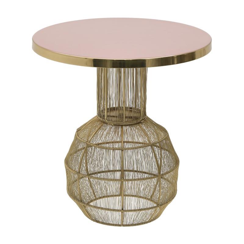 3506500037 METALNI EMJALIRANI STOČIĆ ROZE ZLATNI 45X48 CM