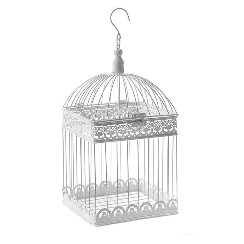 52492 METALNI KAVEZ ZA PTICE BELI 18*18*42cm