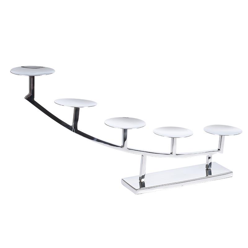 3708460033 METALNI SREBRNI SVEĆNJAK ZA 5 SVEĆA 53*9*29cm