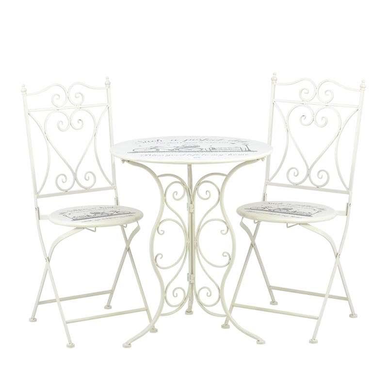 3502070034 METALNI STO SA 2 STOLICE BEŽ S/3 61*70/38*39*96cm