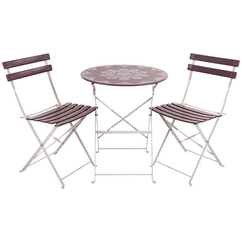 3507080013 METALNI STO SA 2 STOLICE SIVO BELI S/3 60*72/40*37*82cm