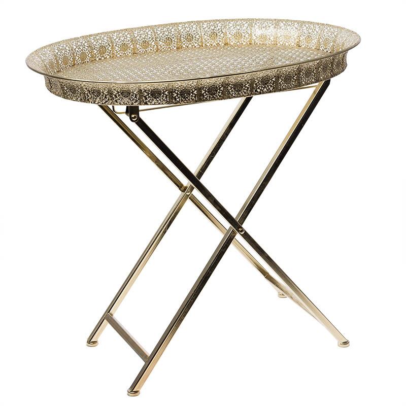 3503030005 METALNI STOČIĆ-POSLUŽAVNIK ANTIK ZLATNI 56*41*54cm