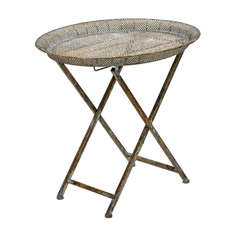3502670002 METALNI STOČIĆ-POSLUŽAVNIK ANTIQUE GOLD 56*43*50 cm