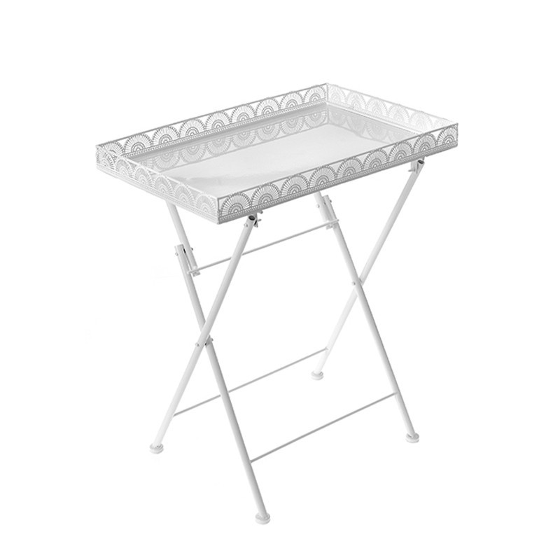 52447 METALNI STOČIĆ-POSLUŽAVNIK BELI 49*33*58cm