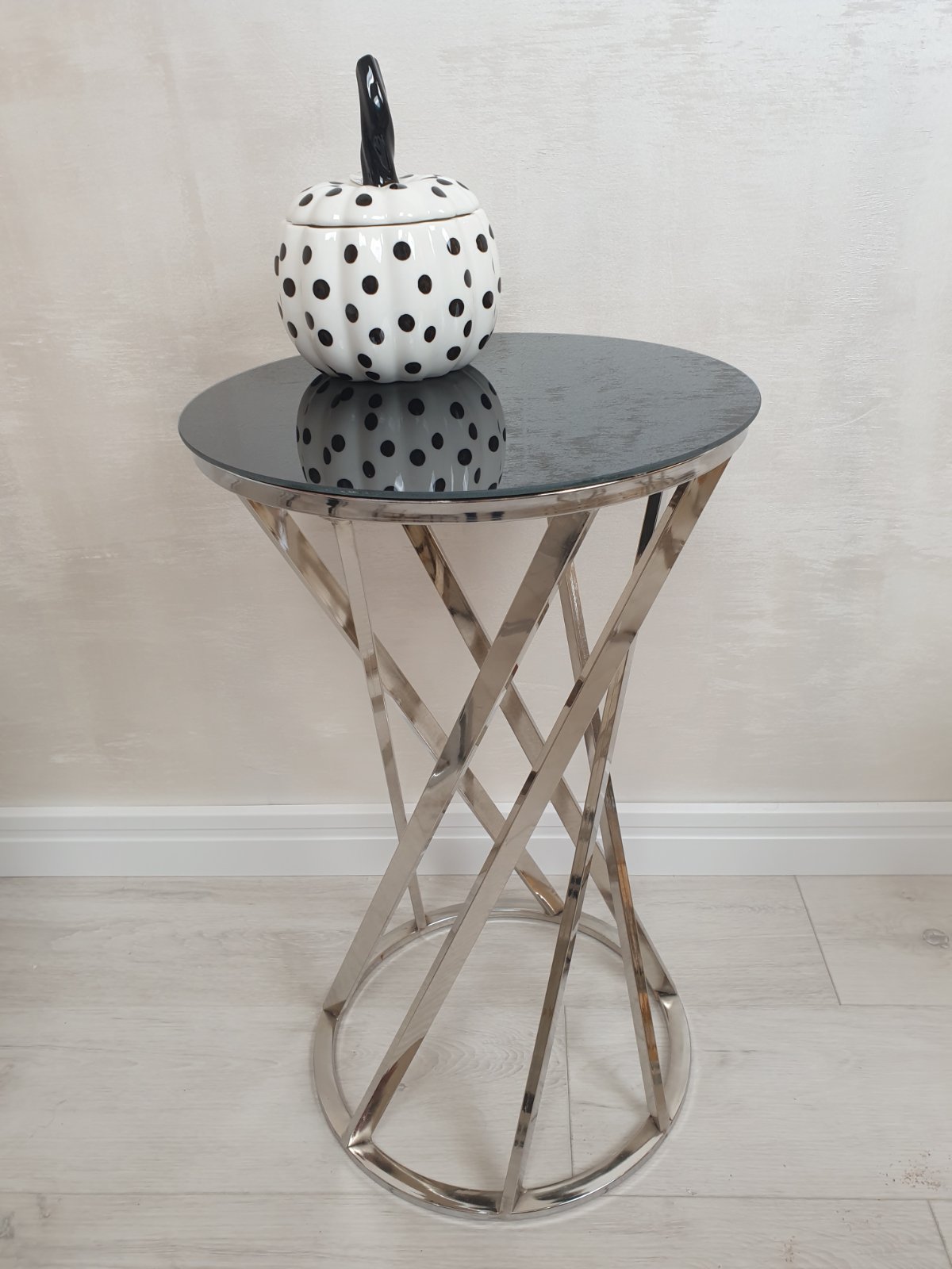 METALNI STOČIĆ SREBRNI SA OGLEDALOM  S/3 41*48 CM