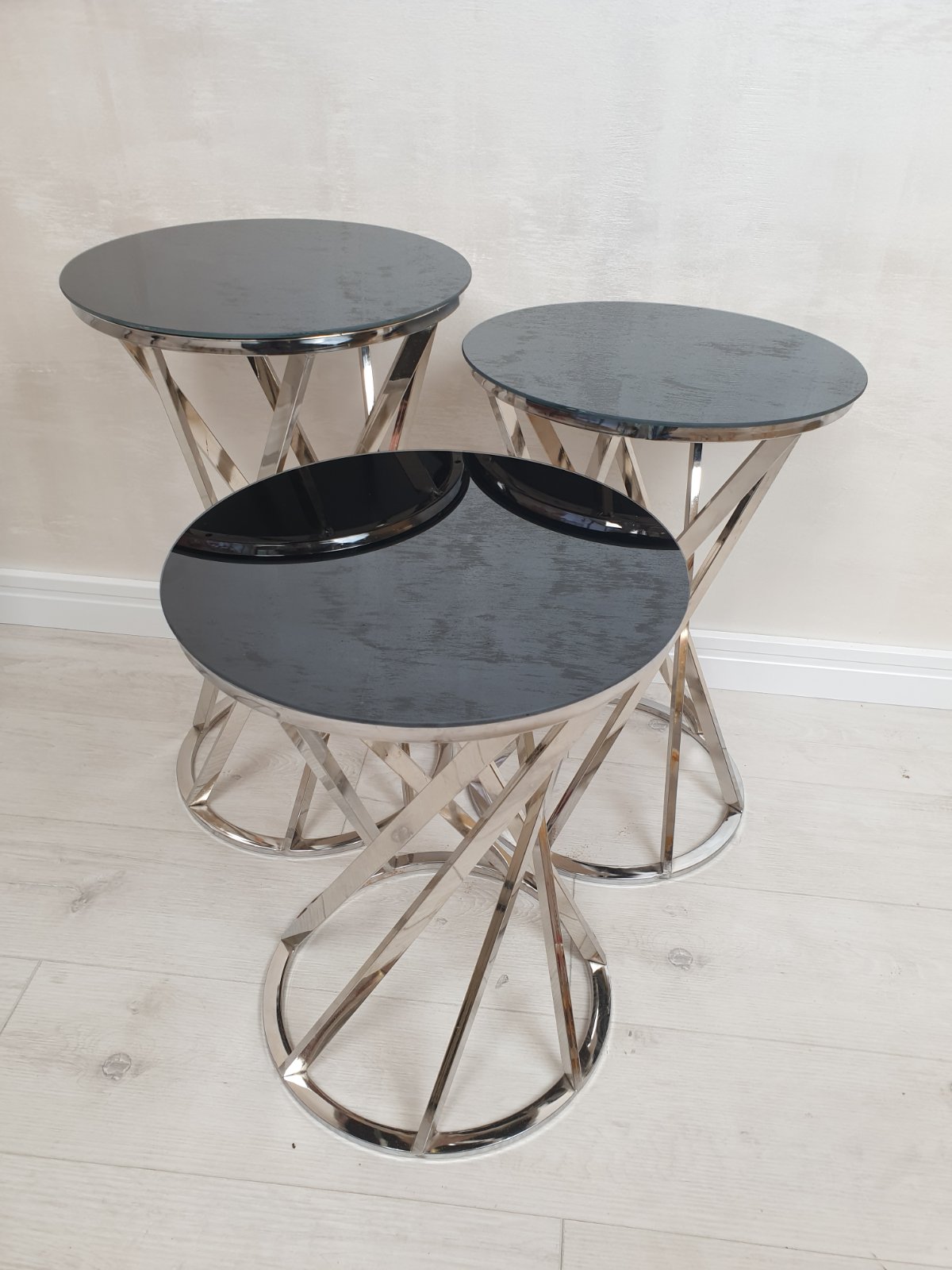 METALNI STOČIĆ SREBRNI SA OGLEDALOM S/3 41*58 CM