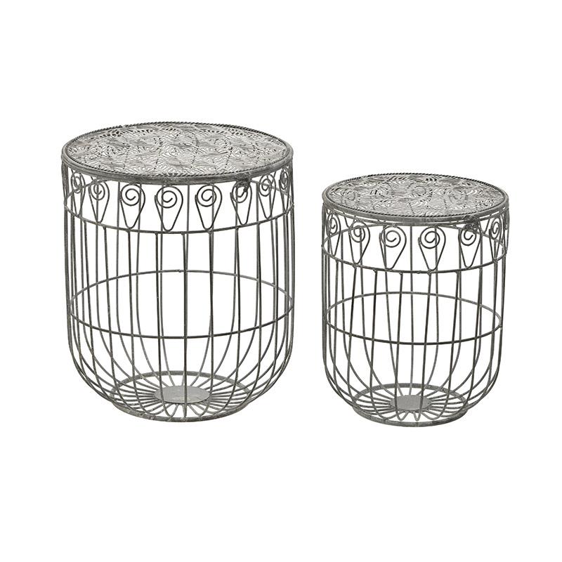 3509070074 METALNI STOČIĆ ANTIK SIVI S/2 33X37 CM