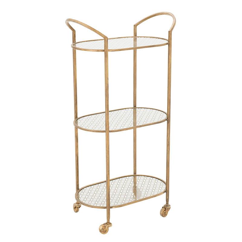 3507490004 METALNI STOČIĆ SA 3 STAKLENE POLICE 46*26*88cm