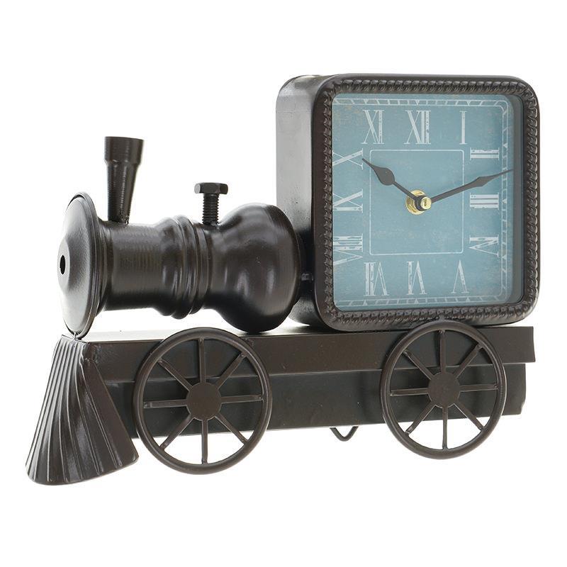 3209770161 METALNI STONI SAT U OBLIKU LOKOMOTIVE CRNI 30*7*21cm