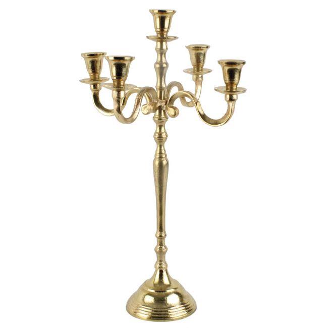 3703880109 METALNI SVEĆNJAK ZA 5 SVEĆA ZLATNI 50cm