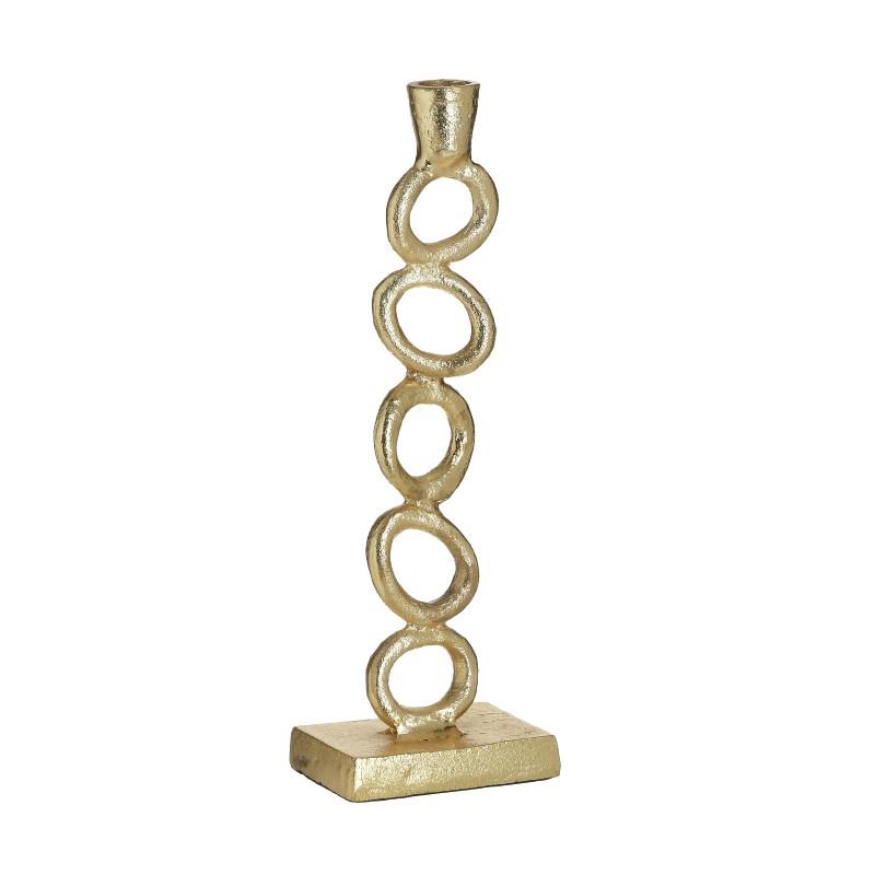 3709830047 METALNI SVEĆNJAK ZA JEDNU SVEĆU ZLATNI 9*6*27 CM