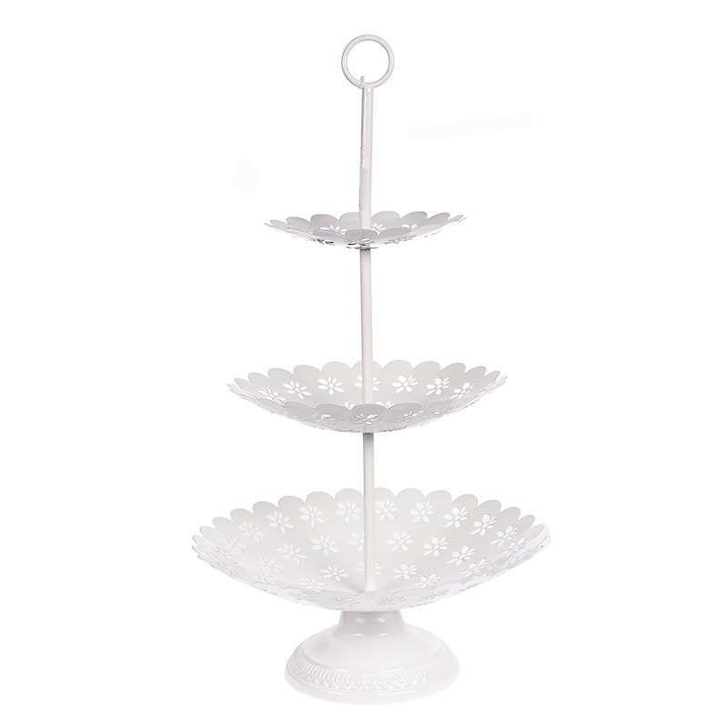 3700030168 METALNI TANJIR NA 3 SPRATA BELI 30*30*54cm