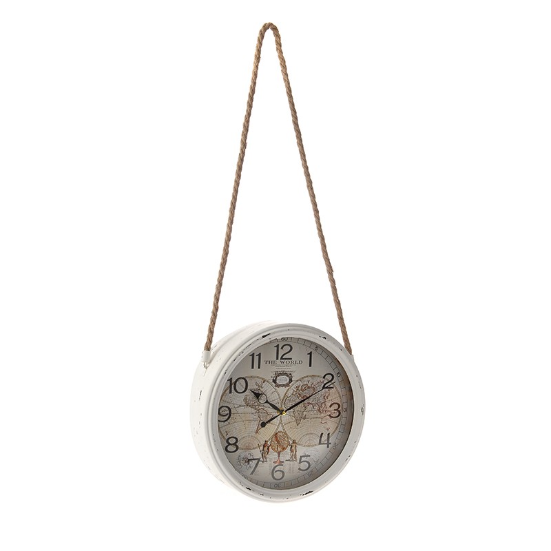 52345 METALNI ZIDNI SAT ANTIK BELI SA KANAPOM 31cm