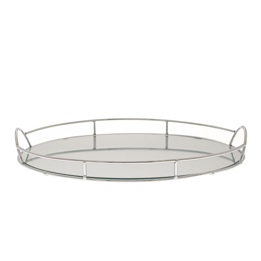 85156 METALNI ZLATNI POSLUŽAVNIK SA OGLEDALOM 25X35X4.5 CM