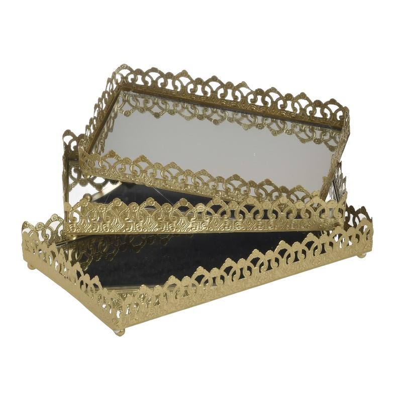 3708740080 METALNI ZLATNI SA OGLEDALOM S/3 23X13X6 CM