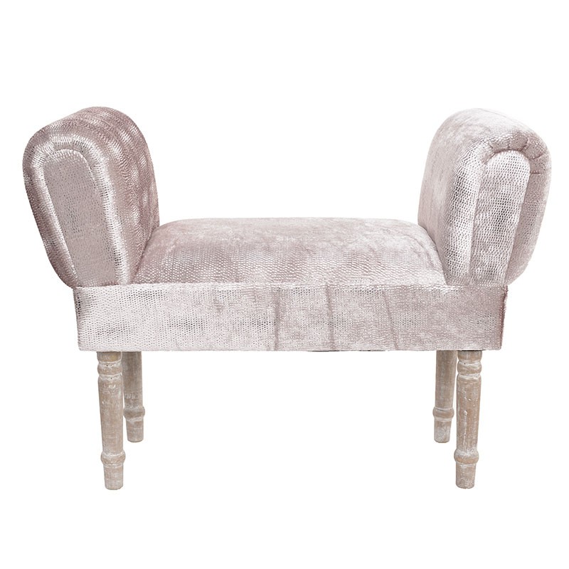 3507210102 MINI KANABAE DRVENI TAPACIRANI U SREBRNO ROZE BOJI 73x31x55cm