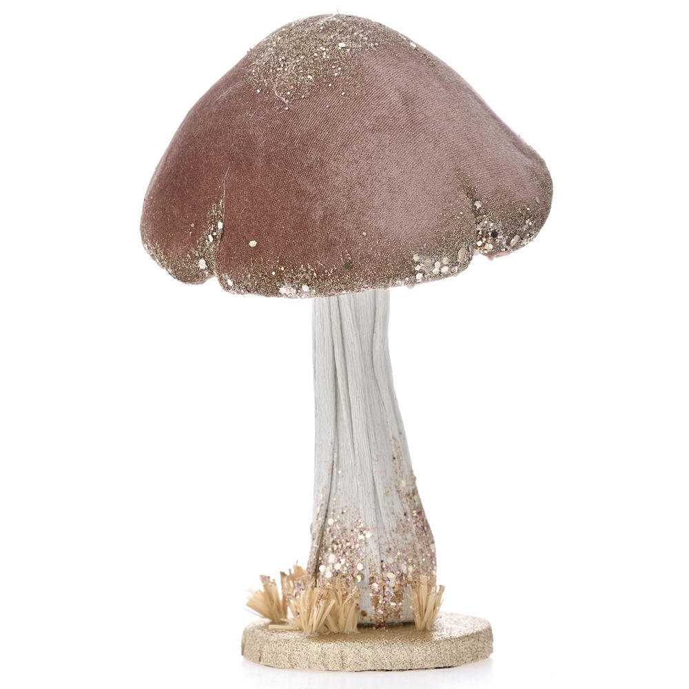 71703 NG DEKORACIJA PEČURKA PLIŠANA ROZE 26X17 CM