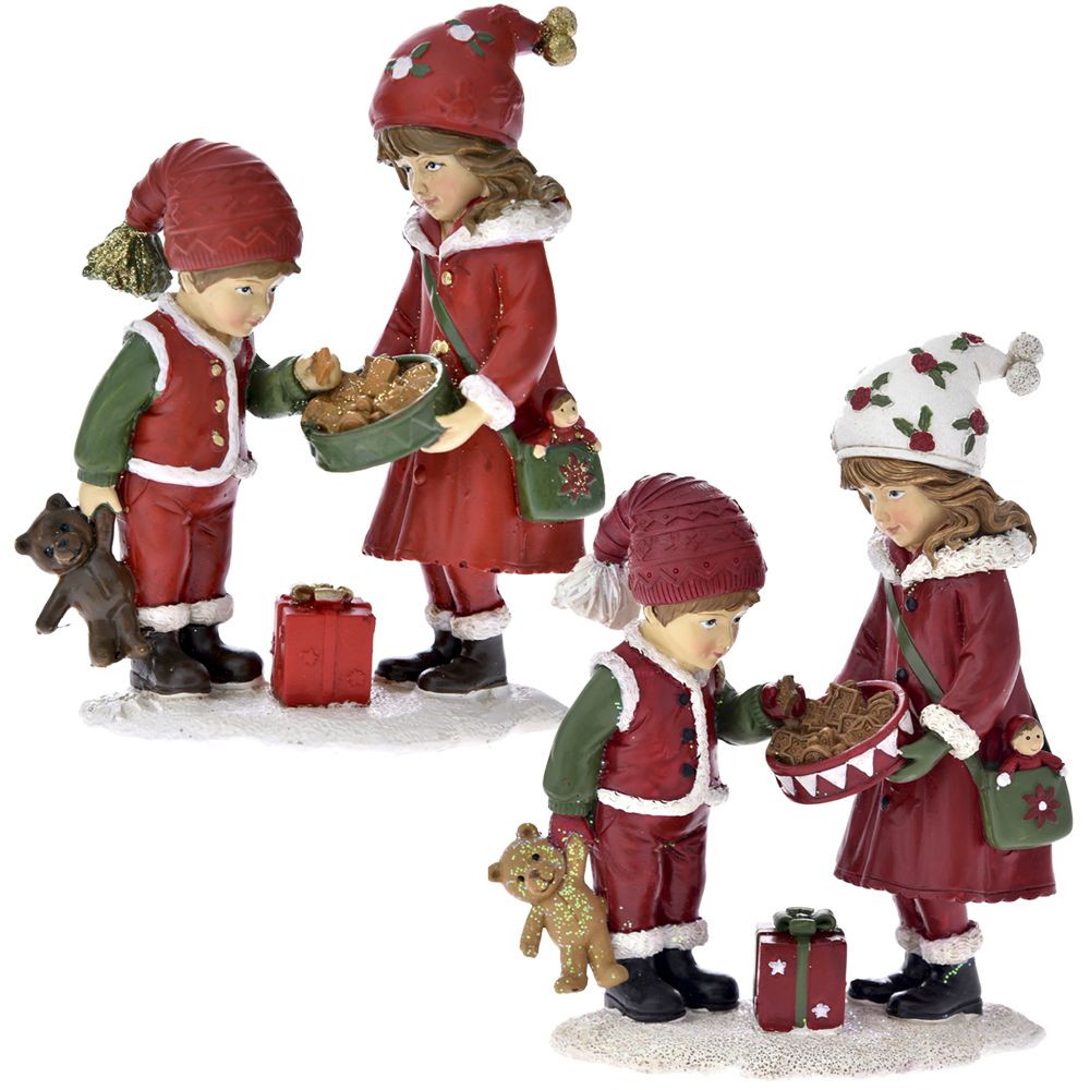 67276 Y NG KERAMIČKA FIGURA DECA 2 MODELA CRVENA 16*8*19cm