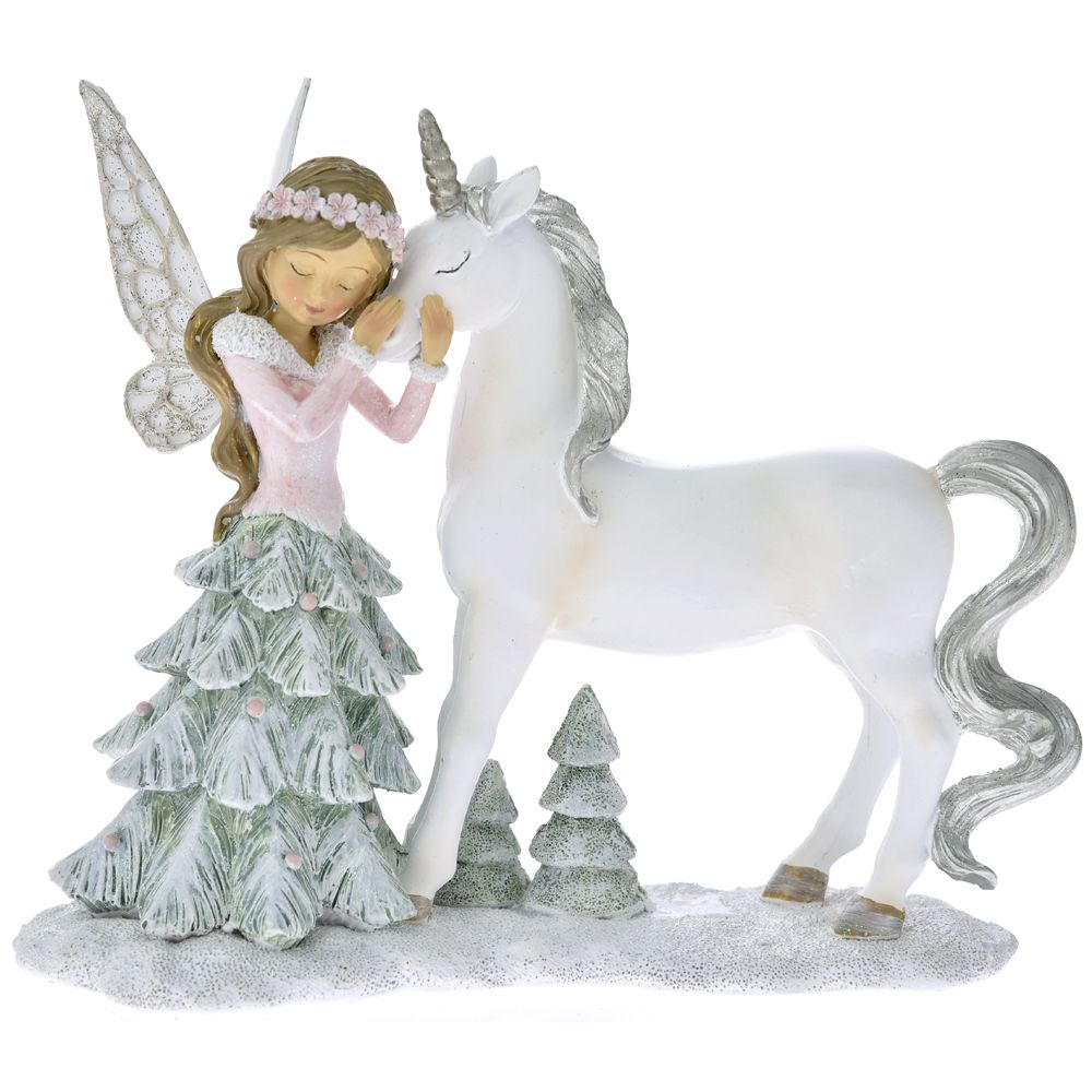 67241 Y NG KERAMIČKA FIGURA VILA SA JEDNOROGOM 21*9*17cm