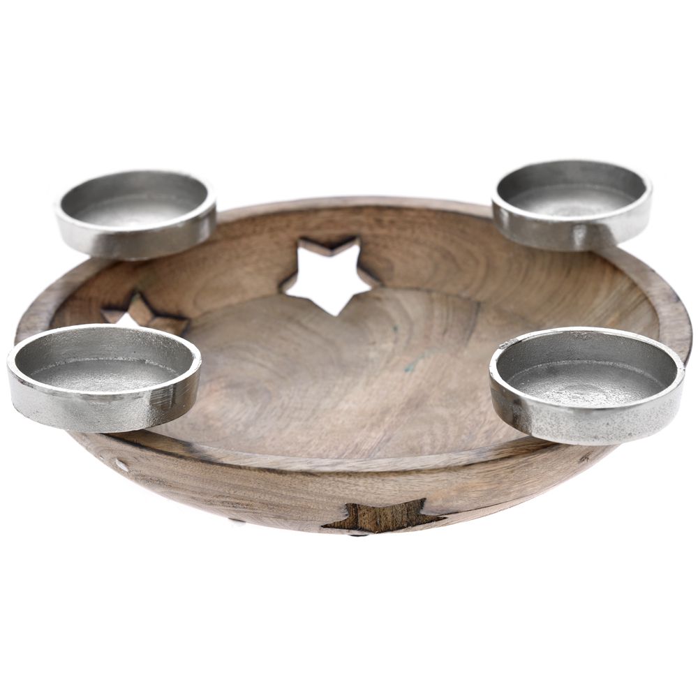68160 NG SVEĆNJAK ZA 4 SVEĆICE DRVO-METAL 35*10cm