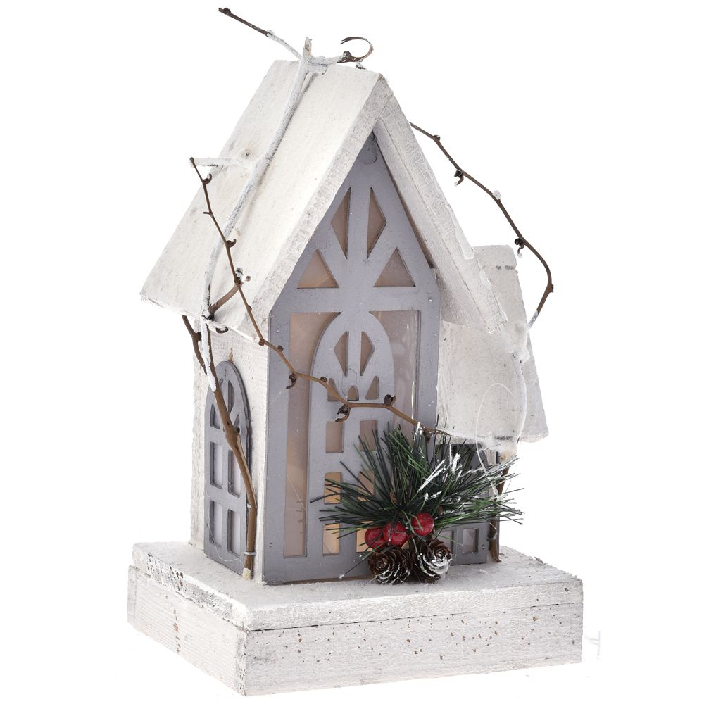 67879 Y NG.DRVENA SVETLEĆA KUĆA SA SNEGOM 16*13*26cm