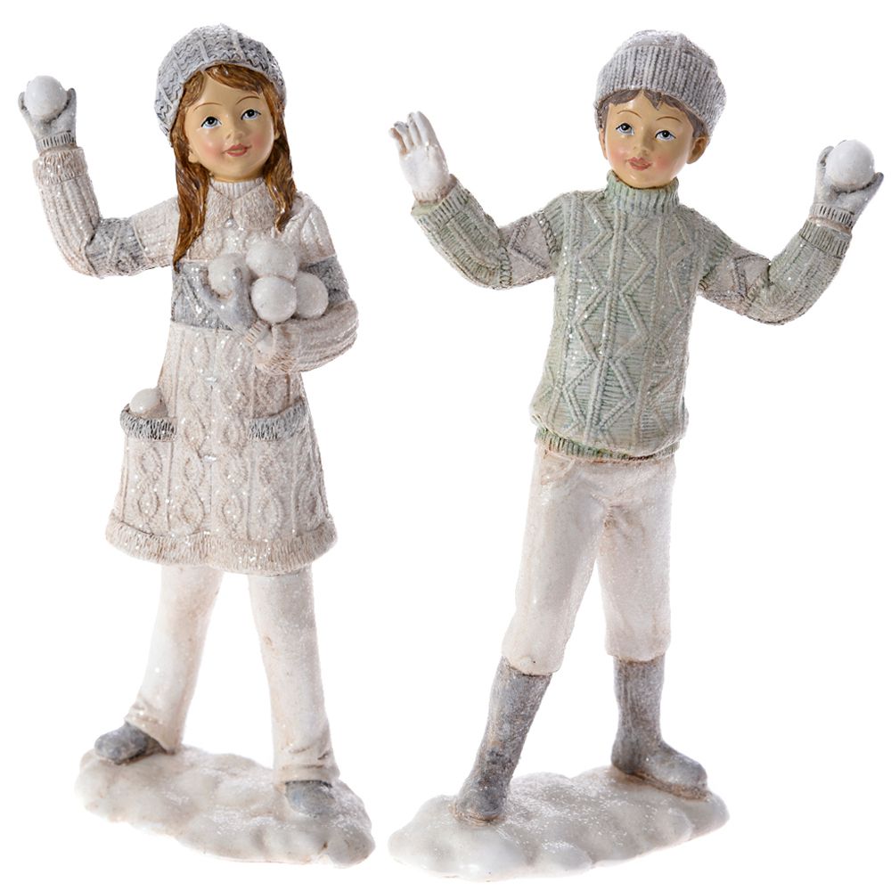 63025 Y NG.FIGURA DECA NA GRUDVANJU OD KERAMIKE 2 MODELA 13*7*22cm