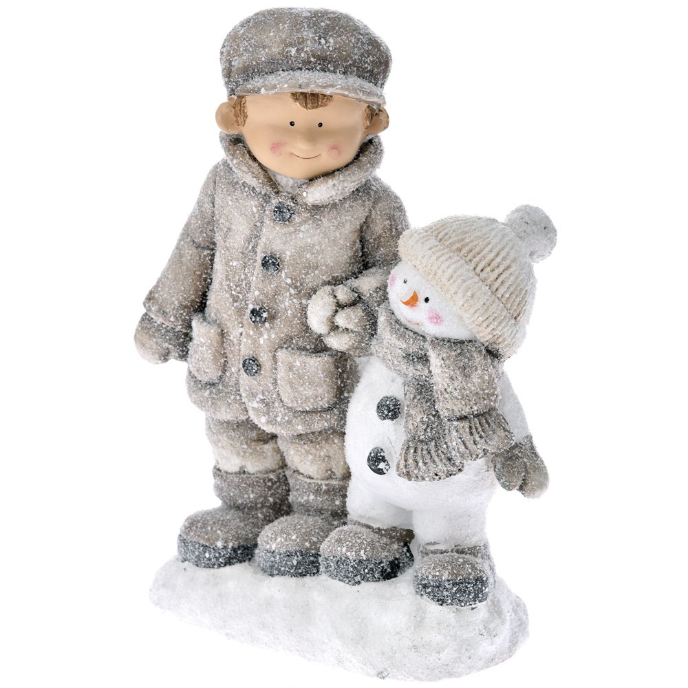69102 Y NG.FIGURA DEČAK I SNEŠKO OD POLIREZINA 31*19*43cm