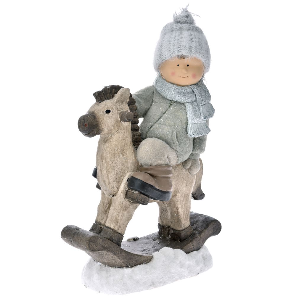 69101 Y NG.FIGURA DEČAK NA PONIJU OD POLIREZINA 33*18*48cm