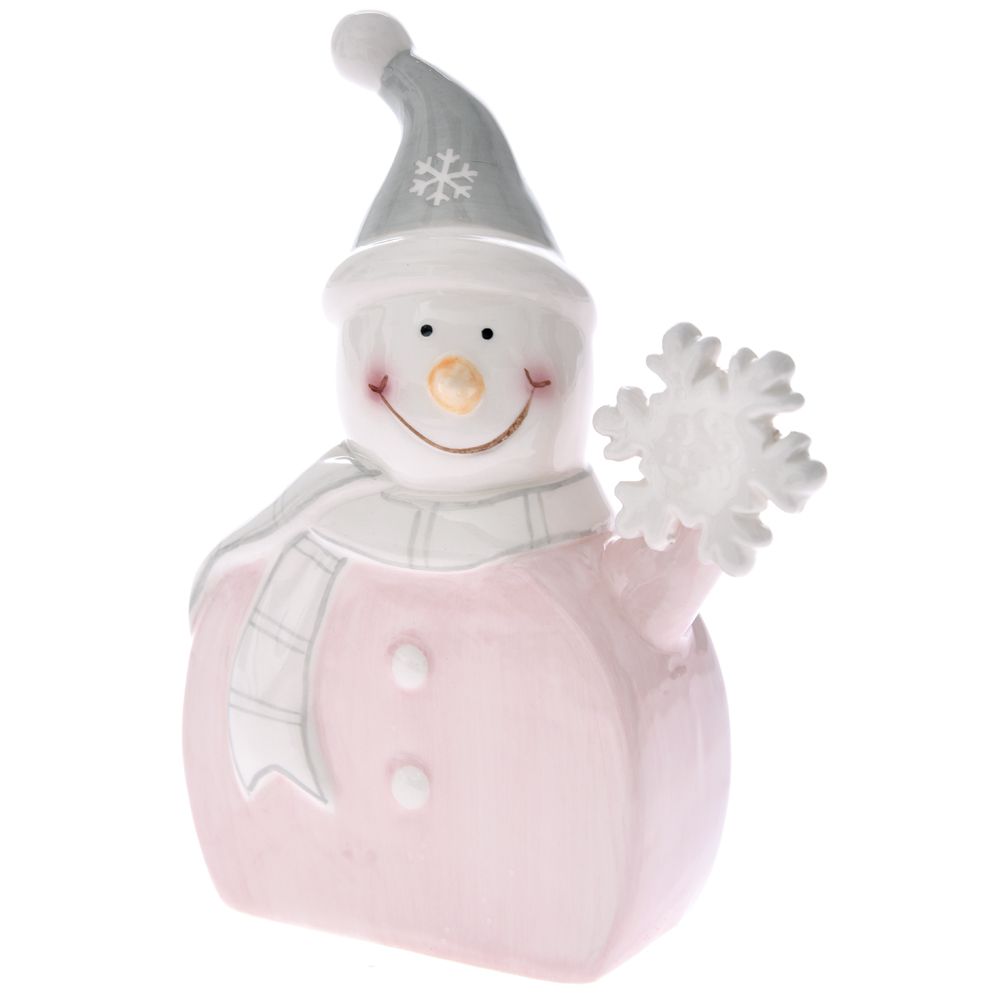 69142 Y NG.KERAMIČKA FIGURA SNEŠKO ROZE 13*5*17cm